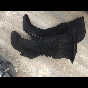 Black knee high suede boots